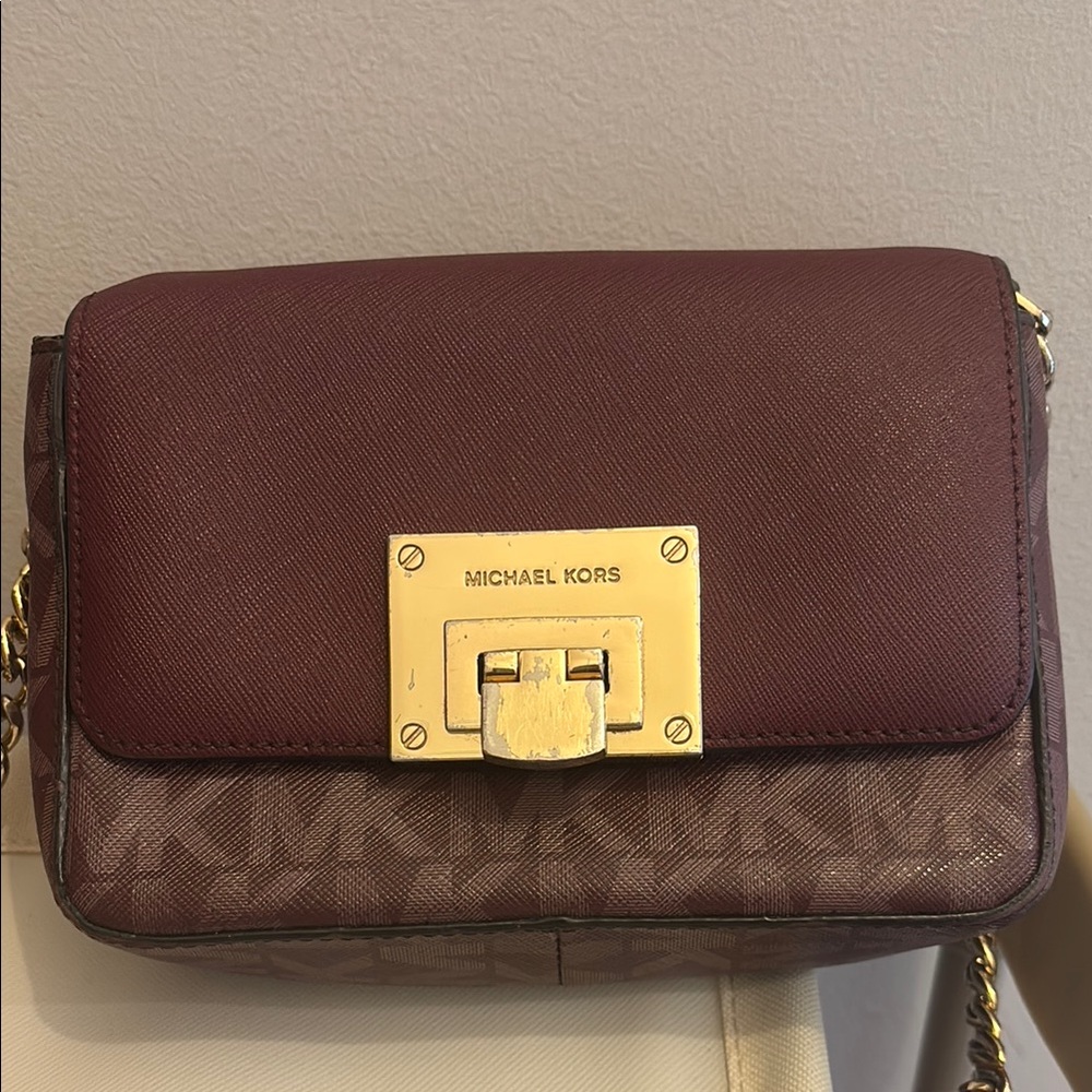 Michael Kors Brown and Gold Crossbody Bag